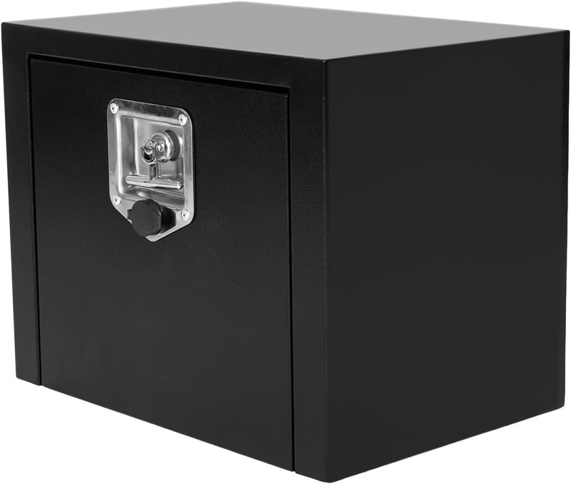 confote Black Steel Underbody Truck Tool Box with T-Handle Lock,Heavy Duty Truck Tool Box Truck Storage Organizer Tool Box Chest For Storage Smooth Surface,Waterproof-18"x 12"x 14" inch - Image 1